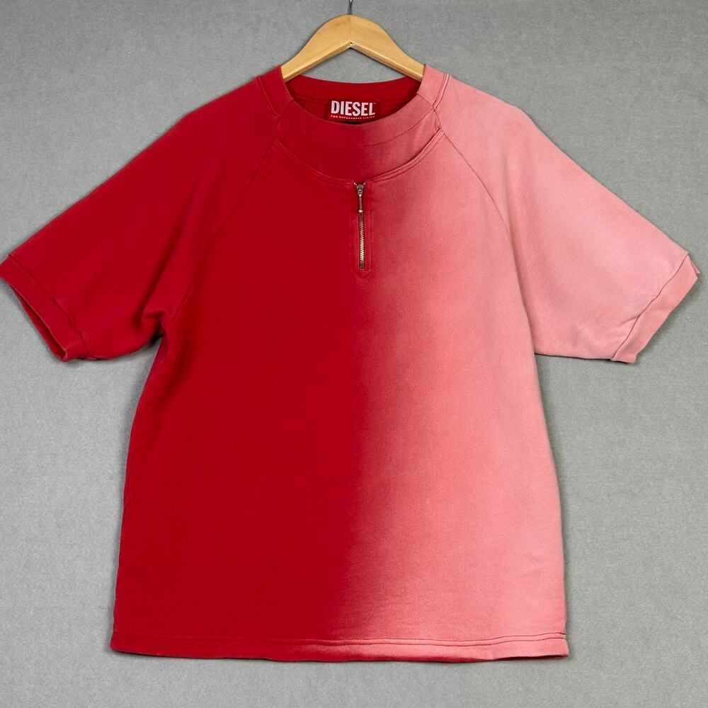 RARE Diesel X GR-Uniforma Shirt Men’s S Red Dip Dye Half Zip Made in Portugal